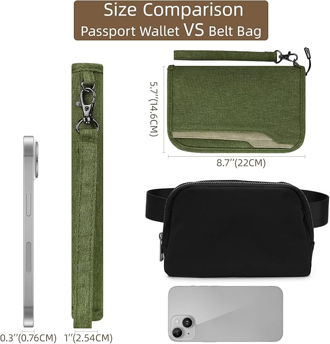ZOPPEN Passport Holder Family RFID Passport Wallet, Passport Holder Women/Men, Travel Wallet Documents Organizer Zipper Case with Removable Wristlet Strap, Travel Essentials for Flying