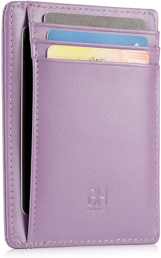 GH GOLD HORSE Slim RFID Blocking Card Holder Minimalist Leather Front Pocket Wallet for Women | Slim