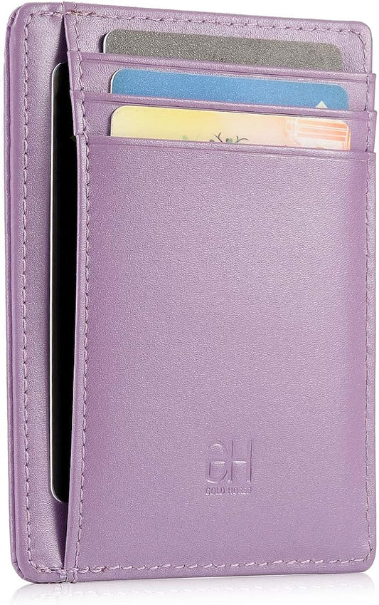 GH GOLD HORSE Slim RFID Blocking Card Holder Minimalist Leather Front Pocket Wallet for Women | Slim