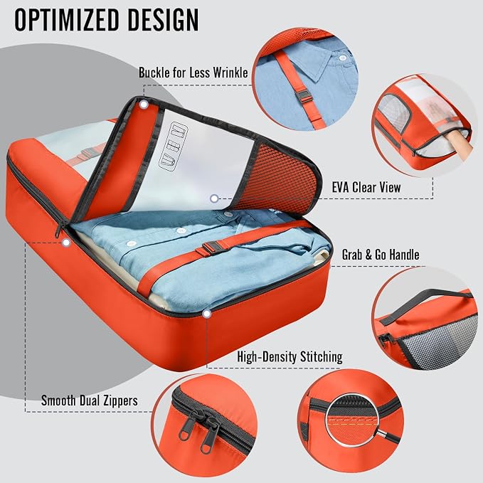 Veken 8 Set Packing Cubes for Travel Essentials, Suitcase Organizer Bags in 4 Sizes, Carry-On Luggage Accessories with Laundry Bag, Airplane Must Have, Gifts for Women Men