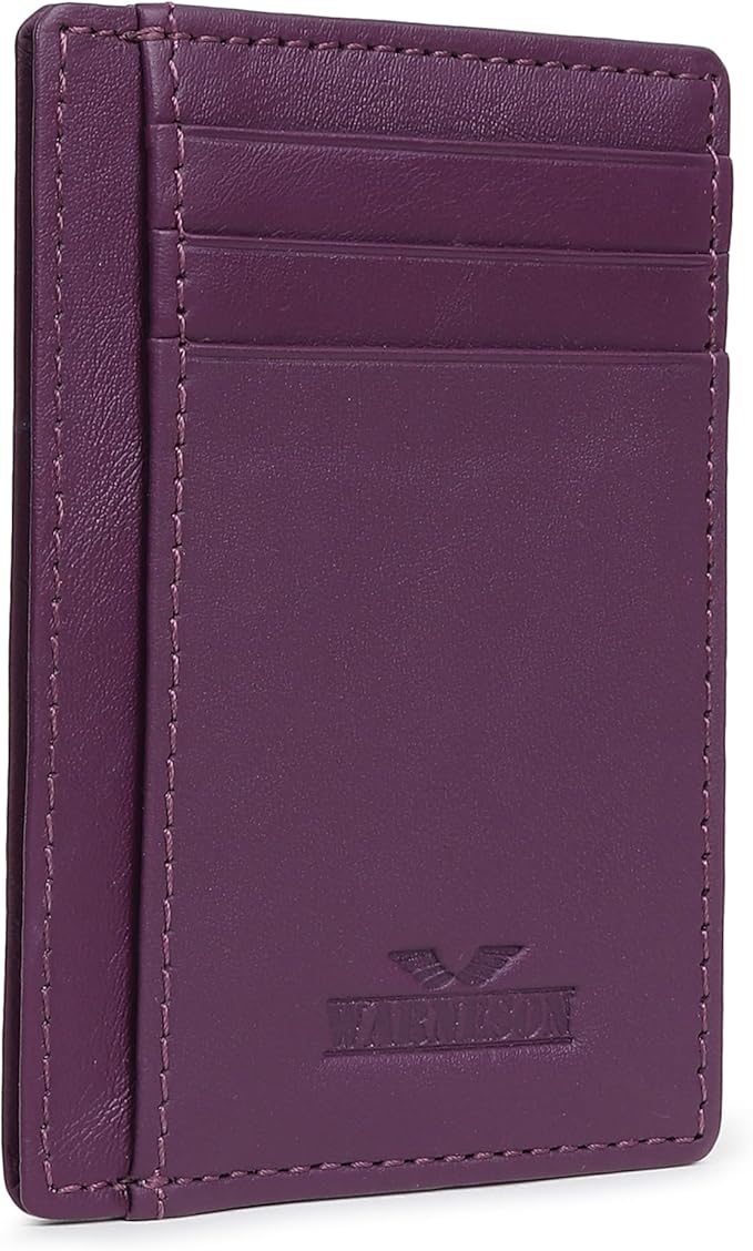 Ultra Slim Leather Wallet Just 0.12 Thick, 6 Card Slots, RFID Blocking, Soft, Durable, Minimalist Genuine Leather, Credit Card Holder for Men & Women Great Gift