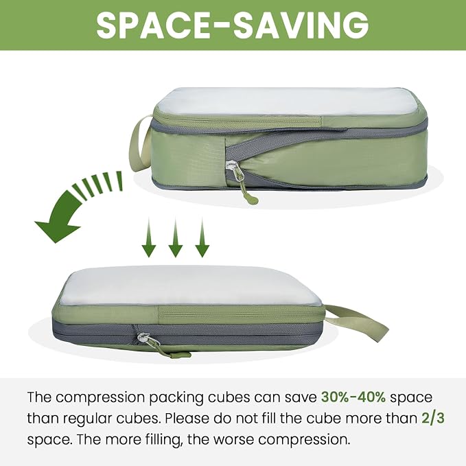 BAGAIL 6 Set Ultralight Compression Packing Cubes Packing Organizer for Travel Accessories Luggage Suitcase Backpack