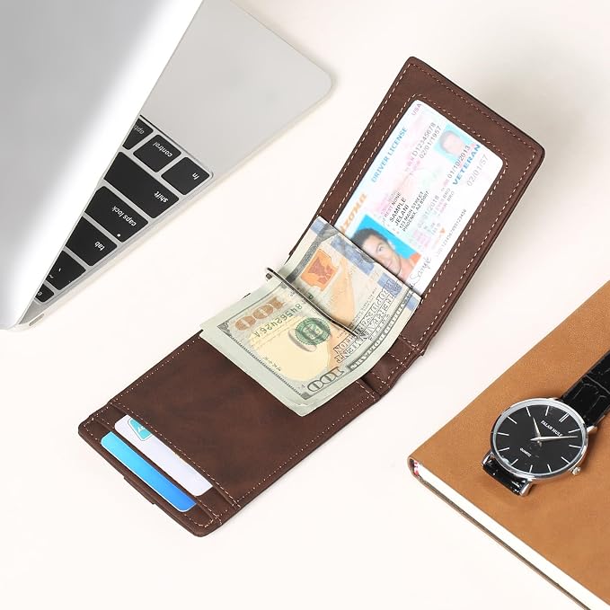FALAN MULE Wallets for Men RFID Blocking Genuine Leather Bifold Minimalist Front Pocket Mens Wallet