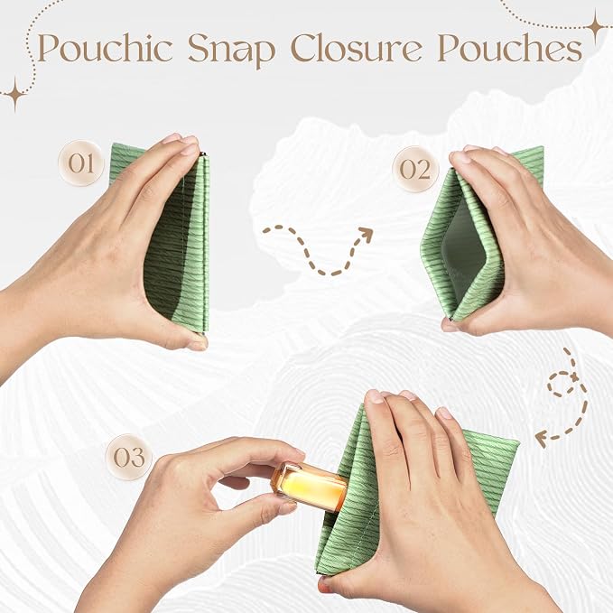4.7in Small Makeup Bag for Purse, 4Pcs Pocket Cosmetic Bag Organizer, Waterproof PU Leather Pouches for Purse, Portable Squeeze Coin Purse for Women Mini Travel Jewelry Storage Pouch, Embossed