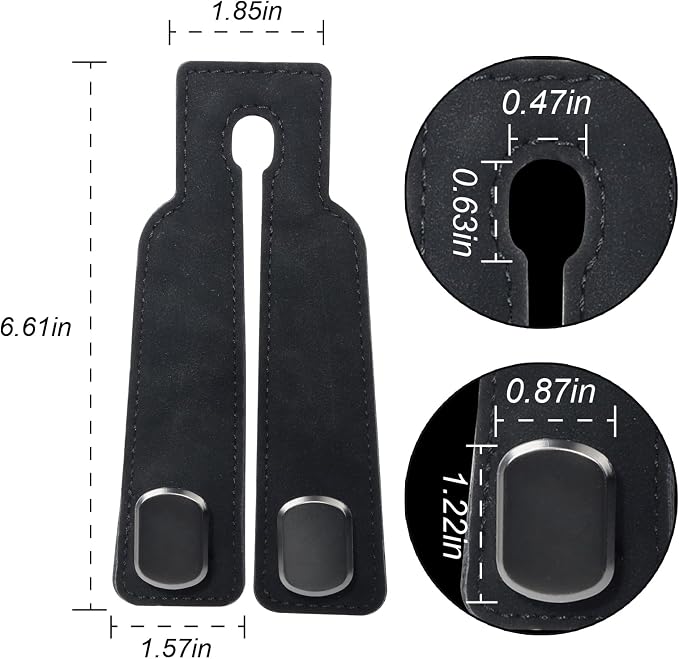 Car Seat Hooks for Headrest, Purse Hook & Back Storage Hook, Zinc Alloy & Suede Material Heavy Duty Car Hooks for Purses and Bags,Universal Fit for Most Vehicles (Black-2 Pack)