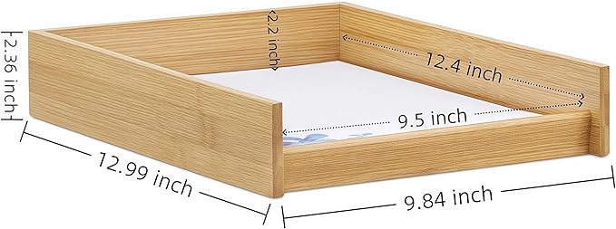 Letter Tray - Paper Organizer for Office Desk, Document Holder Desk Organization for Magazine File Folder Mail & Bill, Stackable Paper Trays - Natural