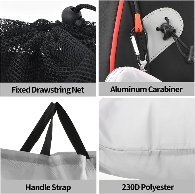 Travel Laundry Bag, JHX Foldable Dirty Clothes Bags 【Upgraded】 with Fixed Drawstring Net, Handles and Carabiner, Portable Laundry Bags for Travel, Fitness, and Students (1Pcs Grey) 30"H x 21"W