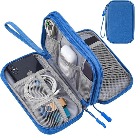 CAAORDKSO Cord Organizer Travel Cable Organizer Bag Tech Electronic Organizer Travel Case, Electronic Accessories Pouch Bag for Cable, USB, Cord, Charger, Phone, Power Bank, Earphone (Blue, Medium)