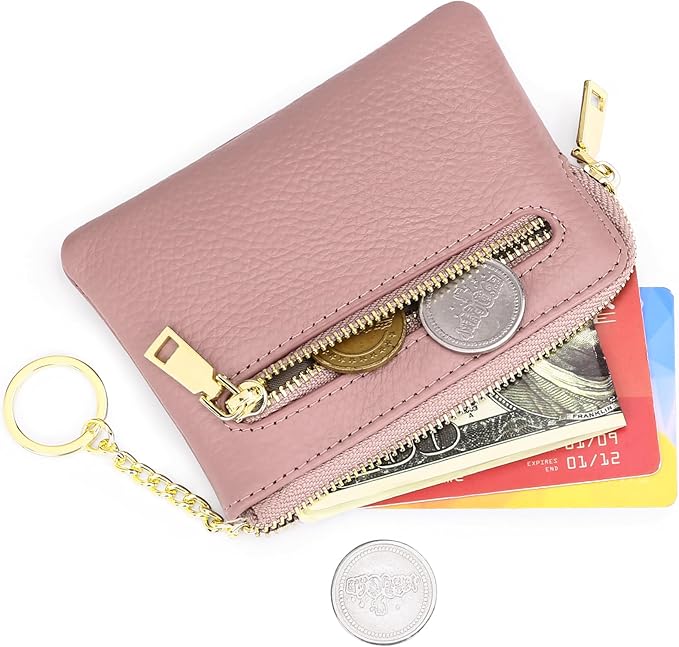 SENDEFN Coin Purse for Women, Genuine Leather Coin Purse Key Chain for Women, Coin Pouch Change Purse