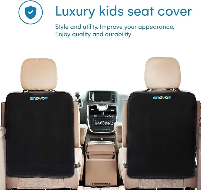 Enovoe Car Seat Protectors for Kids - 4 Pack Premium Quality Car Seat Cover Back Seat Offers Waterproof Protection from Mud and Scratches - 18" x 24" with Adjustable Straps and Games for Kids