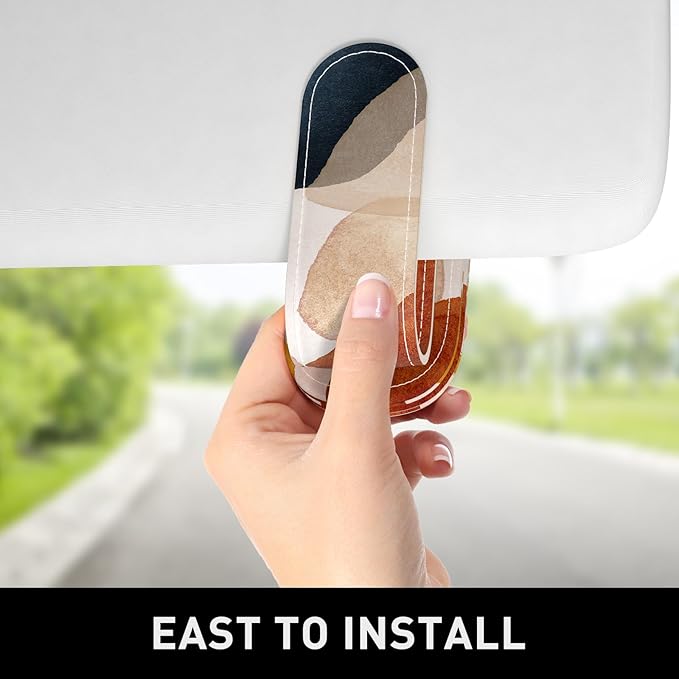 Sunglasses Holder for Car Visor, Magnetic Leather Car Sunglass Holder, Car Sun Visor Glasses Hanger Clip, Car Interior Accessories for Women Men, Fits All Size Eyeglasses