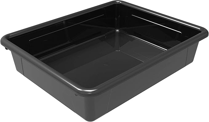 Storex Letter Size Flat Storage Tray – Organizer Bin for Classroom, Office and Home, Black, 20-Pack (62516A05C)