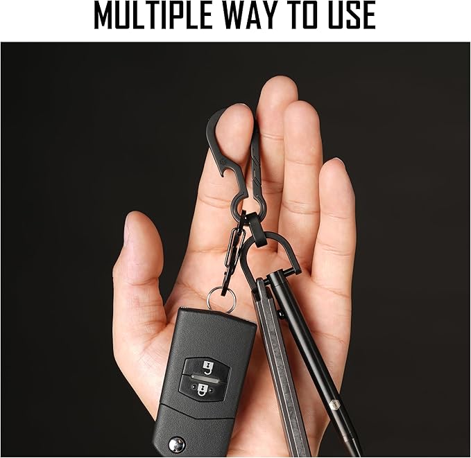 KeyUnity KM01 Titanium EDC Keychain Clip with Bottle Opener, Quick Release Carabiner Key Ring Holder for Men