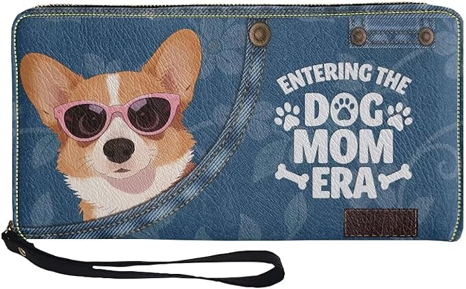 Bulopur Corgi Dog Wallet Purse for Women's Wallet RFID Blocking Credit Card Holder Large Capacity Wristlet Leather Wallets Purse Waterproof
