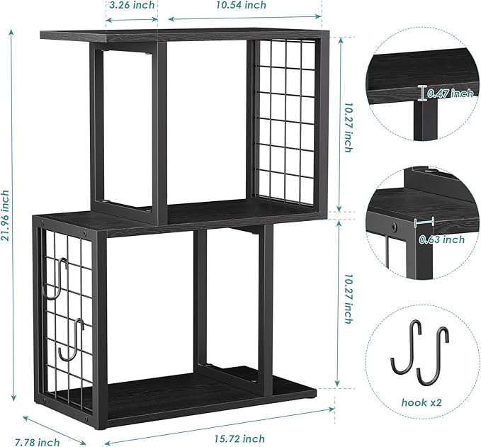 Bookshelf Desk Organizer，3-Tier Shelf for Top of Desk Workspace Organizers for Office Accessories, Black