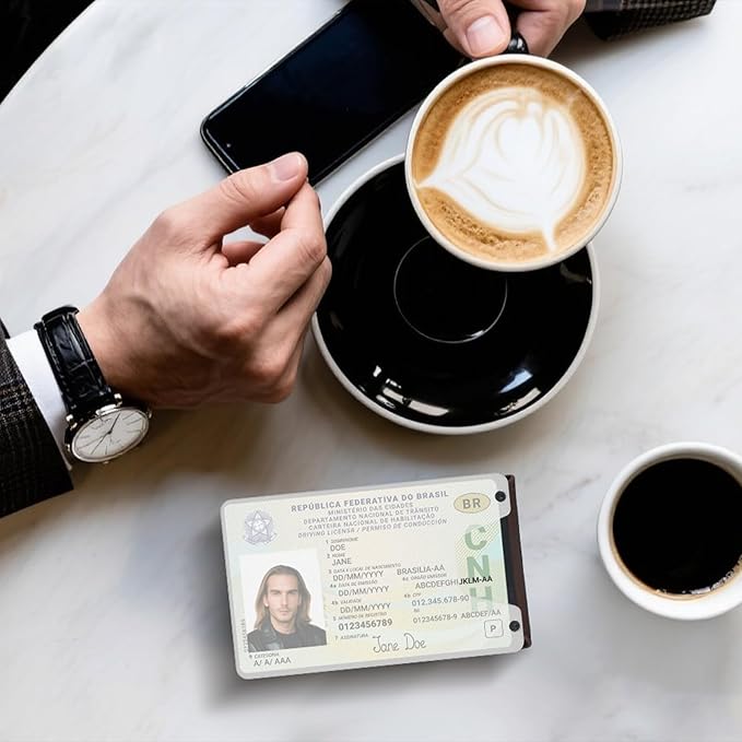 Wallet for Men Slim Pull Tab Metal RFID Blocking Credit Card Holder with ID Window & Cash Strap - Compact Front Pocket Design Holds 1-10 Cards (3.62x2.36x0.47in) (Coffee)
