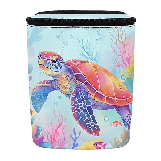Biyejit Colorful Turtle Car Trash Can - Leakproof Garbage Bin Trash Bags with Adjustable Strap - Car & Truck Accessories for Men and Women