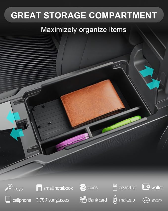 CDEFG for 2025 2026 Mitsubishi Outlander Center Console Organizer for 2025 2026 Mitsubishi Outlander Accessories Middle Console Organizer Armrest Storage Box (for Gas Version Only)