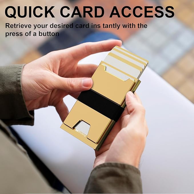 furid Smart Card Wallet for Men Slim: Minimalist Wallets RFID Blocking - Metal Pop Up Front Pocket Business Card Holder - Gift Boxed for Him Stocking Stuffers