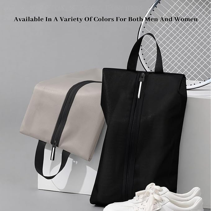 Shoe Bag Water-Resistant, Travel Friendly Golf Shoe Bag with Zipper for Sports Ideal for Gym,Spikes,Golf,Tennis (Off White, 1-Pack)