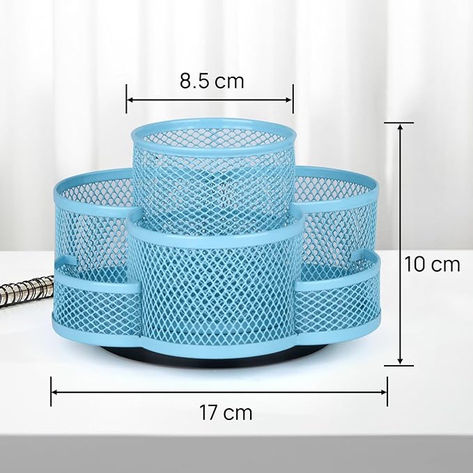 Topwey Pen Holder for Desk, Rotating Pencil Holder, Cup Holder for Desk Office, Pen Organizer (Sky Blue)