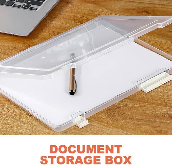 2pcs A4 Document Box File Organizer with Lid Stackable Desktop File Folder Box for Office Paper Storage and Document Protection