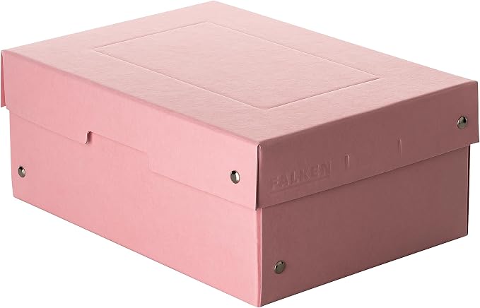 FALKEN Original PureBox Pastel, Made in Germany, 100 mm high, DIN A5, pink, storage box with lid made of sturdy cardboard, vegan gift box, transport box, all-purpose box