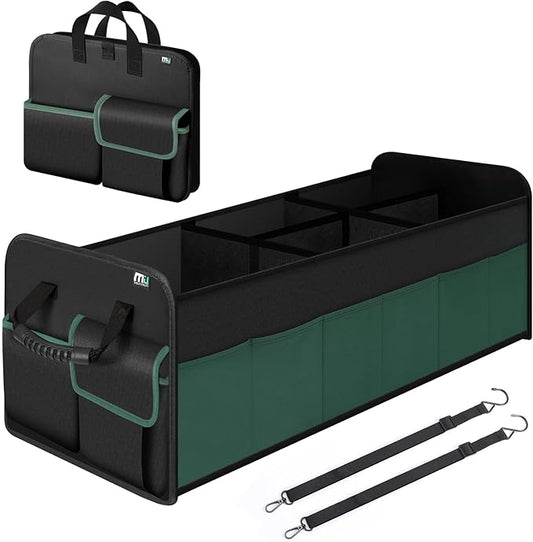 MIU COLOR Large Trunk Organizer for SUV with 5 Compartments, Collapsible Car Organizer with Strong Handle and Non-Slip Bottom, Storage Organizer for Sedans, Van, Jeep, Grocery, Black Mixed Green