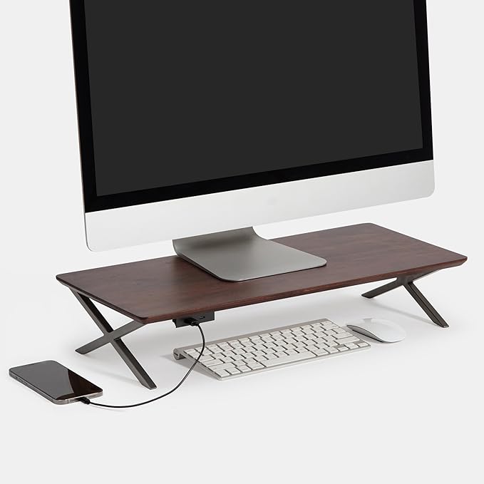 Anji Mountain Monitor Stand - Desktop Organizer & Laptop Riser, Ergonomic Monitor Riser, Space-Saving Monitor Stand for Desk, Durable Construction, Easy Assembly, Ideal for Home & Office,Walnut