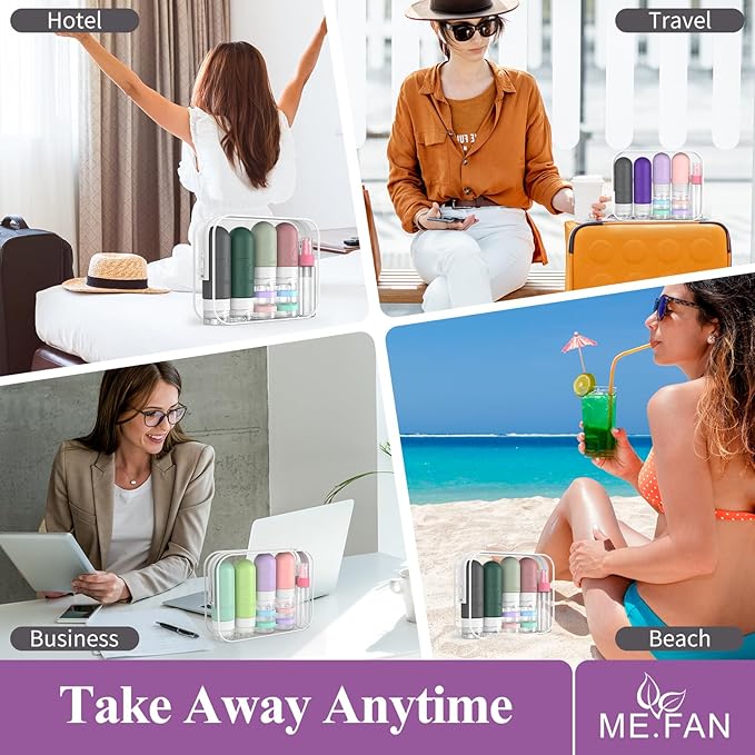 ME.FAN 18 Pack Travel Bottles for Toiletries, TSA Approved Travel Size Containers Set, Silicone Squeezable Portable Split Bottle, Travel Accessories for Conditioner, Shampoo, Lotion - Yellow