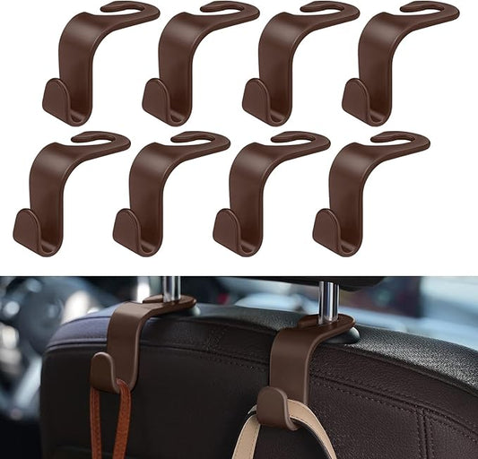 8 Pack Car Seat Headrest Hooks with 44 Pounds Load Capacity, Hangers Storage Organizer Universal Car Interior Accessories for Handbags Water Bottles Purse Coats Umbrellas, Wine Red