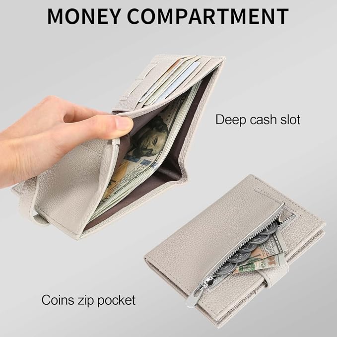 Passport Holder Wallet for Women,RFID Blocking Zippered Coins Pocket and Cash Slot Slim Compact Travel Wallet Passport Cover Case