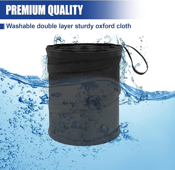 Collapsible Car Trash Can, Mini Portable Automotive Garbage Bag, Pop-Up Vehicle Rubbish Bin, Waterproof Waste Basket Bin with Magic Sticker, Hanging Washable Auto Trash Bag (1PC)