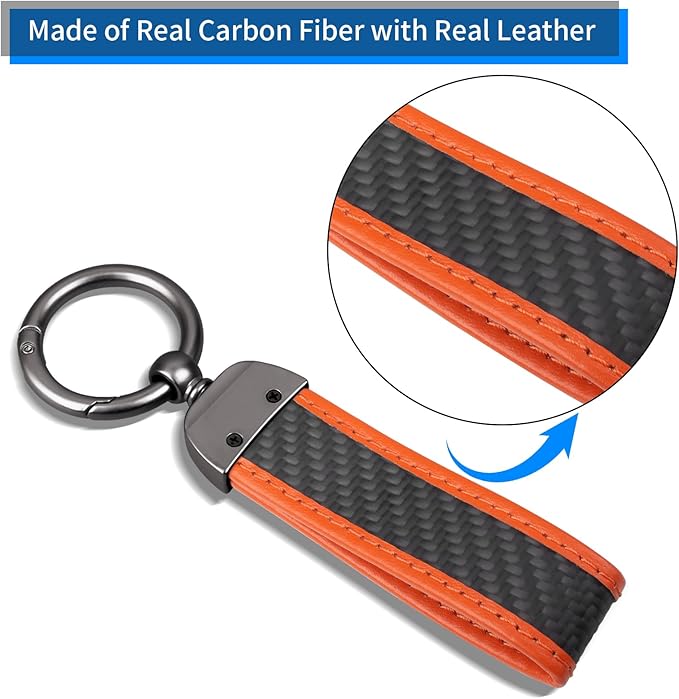 Real Carbon Fiber Car Keychain Minimalist Leather Edges Key Chain Holder Keychains Replacement Keychain Car Key Accessories