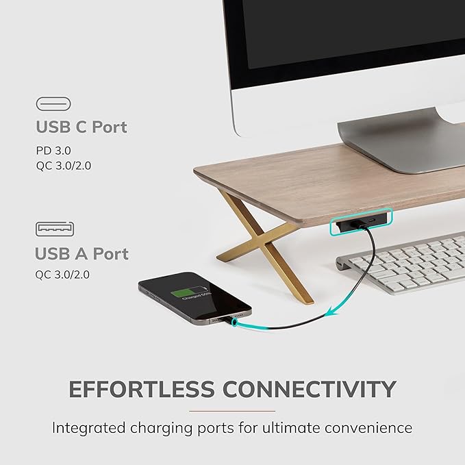 Anji Mountain Monitor Stand - Desktop Organizer & Laptop Riser, Ergonomic Monitor Riser, Space-Saving Monitor Stand for Desk, Durable Construction, Easy Assembly, Ideal for Home & Office,Biscotti