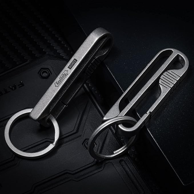 KeyUnity KM03 Titanium Keychain Clip Belt Loop Key Holder with Removable Key Ring for Duty Belt