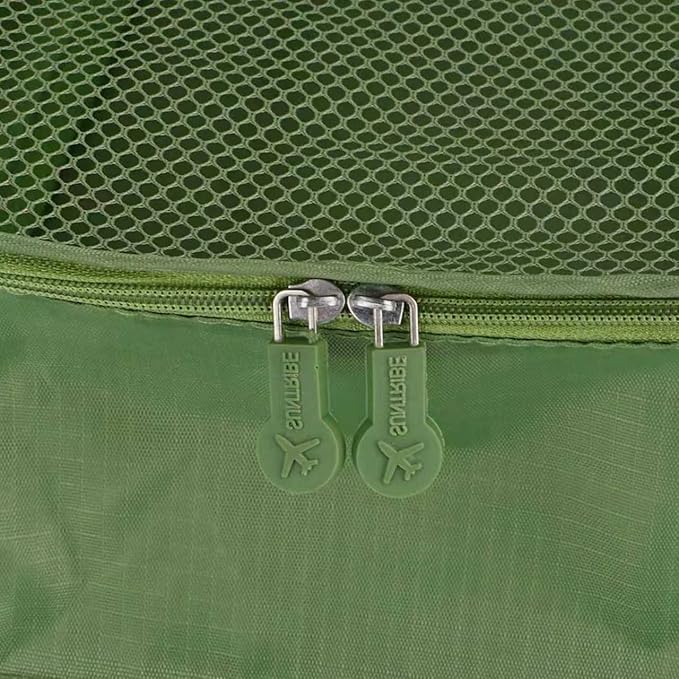 6 Set Packing Cubes with Laundry Pouch - Travel Luggage Organizer Bags for Luggage, Carry-On Suitcase Clothes Compression (Green)