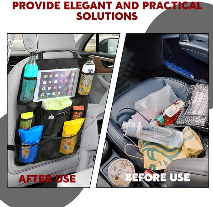 Car Backseat Organizer, Car Organizers and Storage, Kick Mats Back Seat Protector with Touch Screen Tablet Holder, Road Trip Storage Essentials Car Storage Pocket for Car And Truck (1PCS)