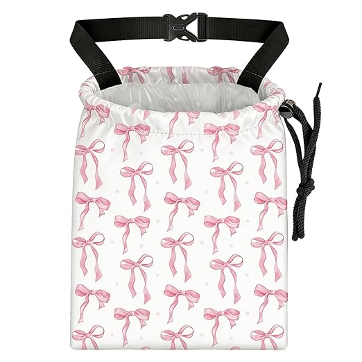 Pink Bow Car Trash Bag - Waterproof Car Trash Bag Hanging Leakproof Car Garbage Bag - Washable Reusable Trash Bag for Car Interior Hanging Organizer Storage Vehicle Travelling Camping