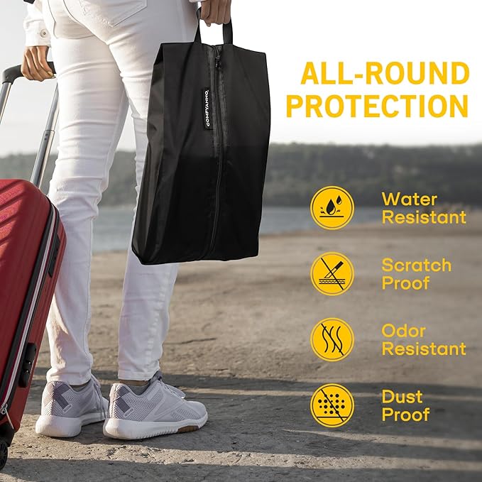 Comfyanno Travel Shoe Bag, Shoe Storage Bag for Packing in Suitcase, Resist Odor & Dust, Portable Sneaker Bag with Zipper, Travel Essentials, 17.7x9.8 in - Black