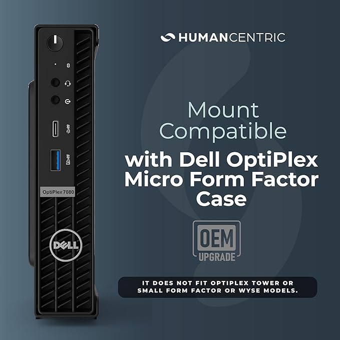 HumanCentric Mount Compatible with Dell OptiPlex Micro Form Factor Case, VESA, Under Desk and Wall Mount Fits MFF 3040, 3046, 3050, 3060, 3070, 3080, 5050, 5060, 5070, 7040, 7050, 7060, 7070, More