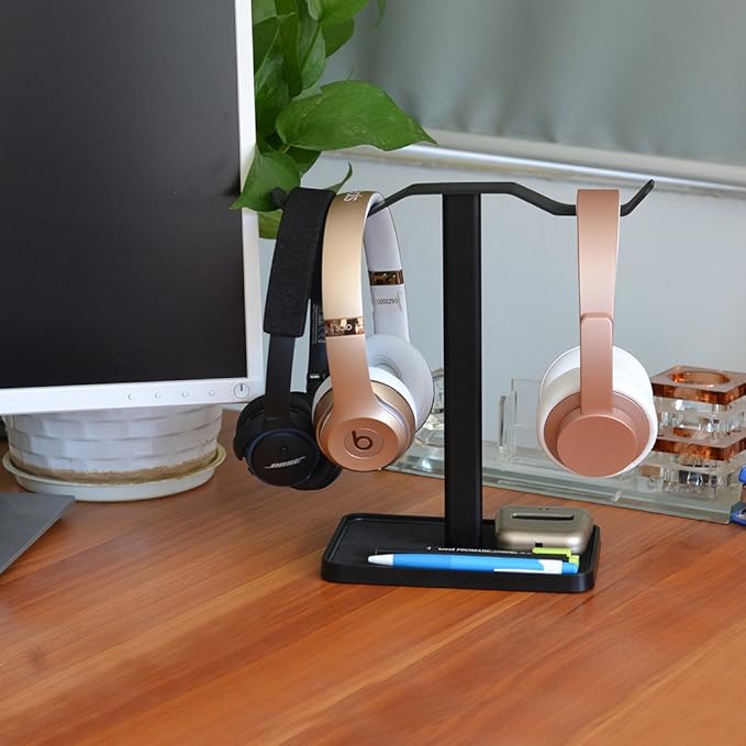 Avantree Neetto HS908 - Dual Headphones Stand for Desk, Aluminum Alloy & Metal Gaming Headsets Holder Hanger