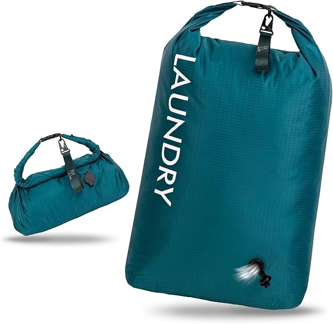 Travel Laundry Bag, Vacuum Compression Dirty Clothes Travel Bag, Waterproof Wet/Dry Space-Saving Laundry Storage Organizer, Smell Proof Storage Bag for Clothing, Swimming, Yoga, Gym, Camping