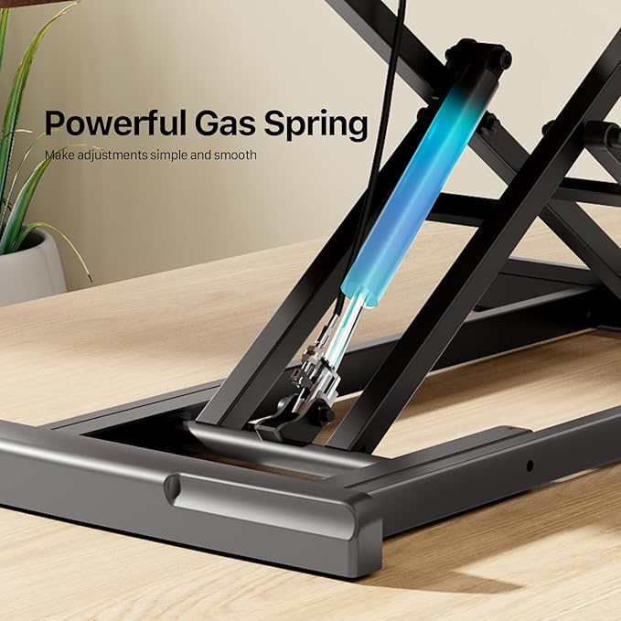 Standing Desk Converter 32 inch, Height Adjustable Sit Stand Desk Riser, Quick Sit to Stand Desktop Dual Monitor Riser Workstation for Home Office with Keyboard Tray, Rustic Brown
