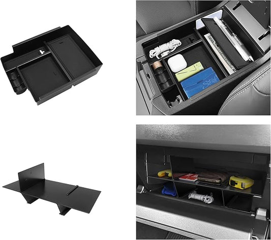 Hellet 2PCS Center Console Hidden Box Organizer Compatible with Toyota 2010-2020 2021 2022 2023 2024 4Runner Interior Accessories Glove Box Organizer