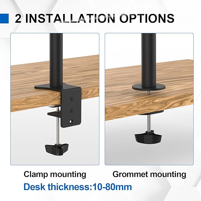 GRIFEMA Monitor Arm with Laptop Tray for 13-32" Screen, Laptop Monitor Stand with Desk Clamp, Height Adjustable Laptop Arm, Tilt Rotation Swivel, VESA: 75x75 & 100x100mm GB2002-2