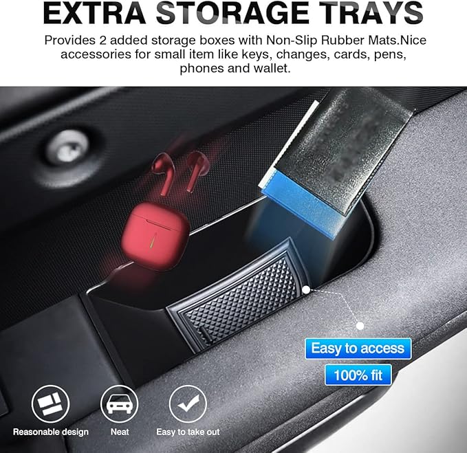 Karltys Door Side Storage Box for Land Rover Defender 90 110 130 2020-2025 2026 Accessories Defender Door Side Organizer Tray Grab Handle Pocket Box Insert Interior Accessories 2PCS