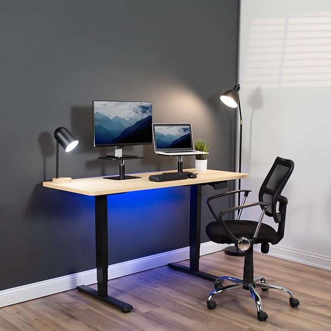 VIVO Universal Height Adjustable Ergonomic Computer Monitor and Laptop Riser Tabletop Desk Stand, Black, STAND-V000SB