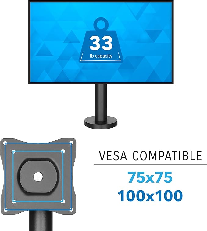 Mount-It! Fixed Height POS Monitor Mount ??19.7??Monitor Pole Mount for Retail Checkout Counters and Point of Sale Systems, Bolt-Down Base, VESA 75x75 & 100x100, Fits 13??2??Monitors, 33 lb Capacity