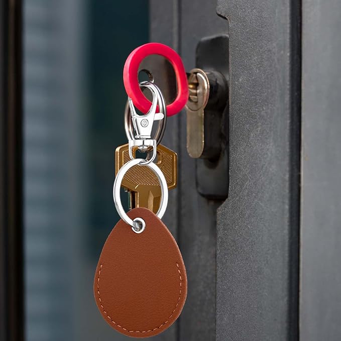 Psyqtsuary Leather Key Fob Holder, 4 Pcs PU Leather Keychain Key Holder for Keychain General Keys Fob, for Keys ID Keys Cards